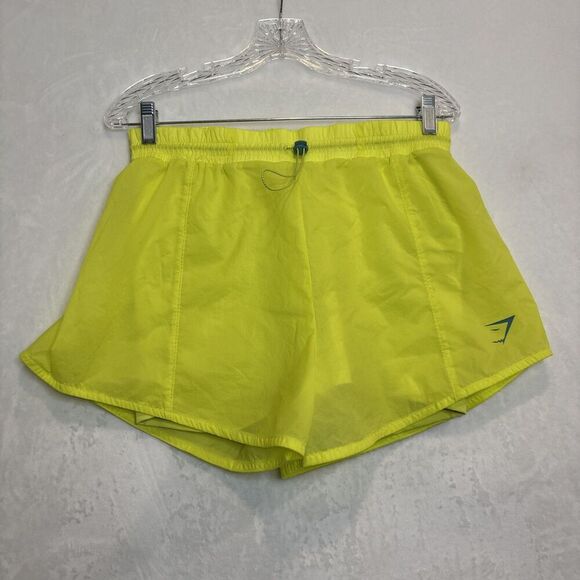 Gymshark Pulse 2 In 1 Women's Lined Neon Yellow Athletic Shorts Size Medium NWOT - Picture 1 of 16